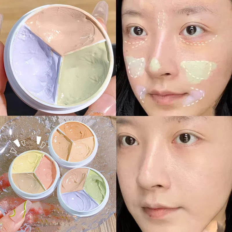 3-Color Full Coverage Concealer - Waterproof Corrector for Blemishes, Dark Circles & Fine Lines