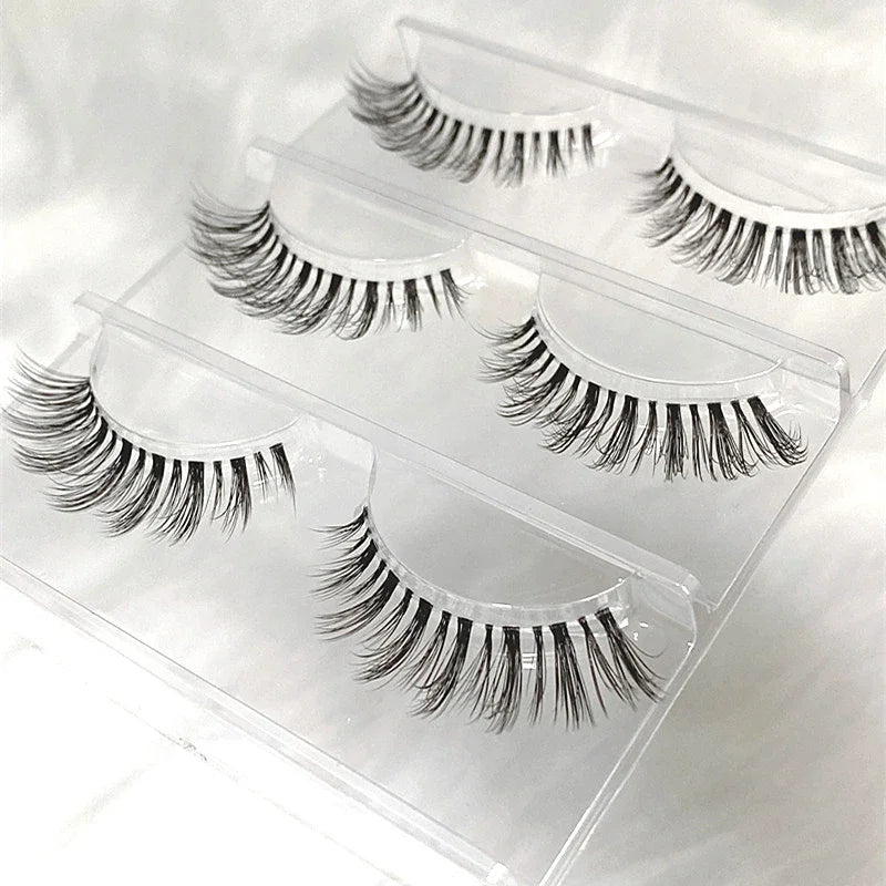 NEW 3Pairs 5d Mink Lashes 3D Mink Eyelashes Invisible Band Natural Black Mink False Eyelash Full Strip cilios posticos Reusable