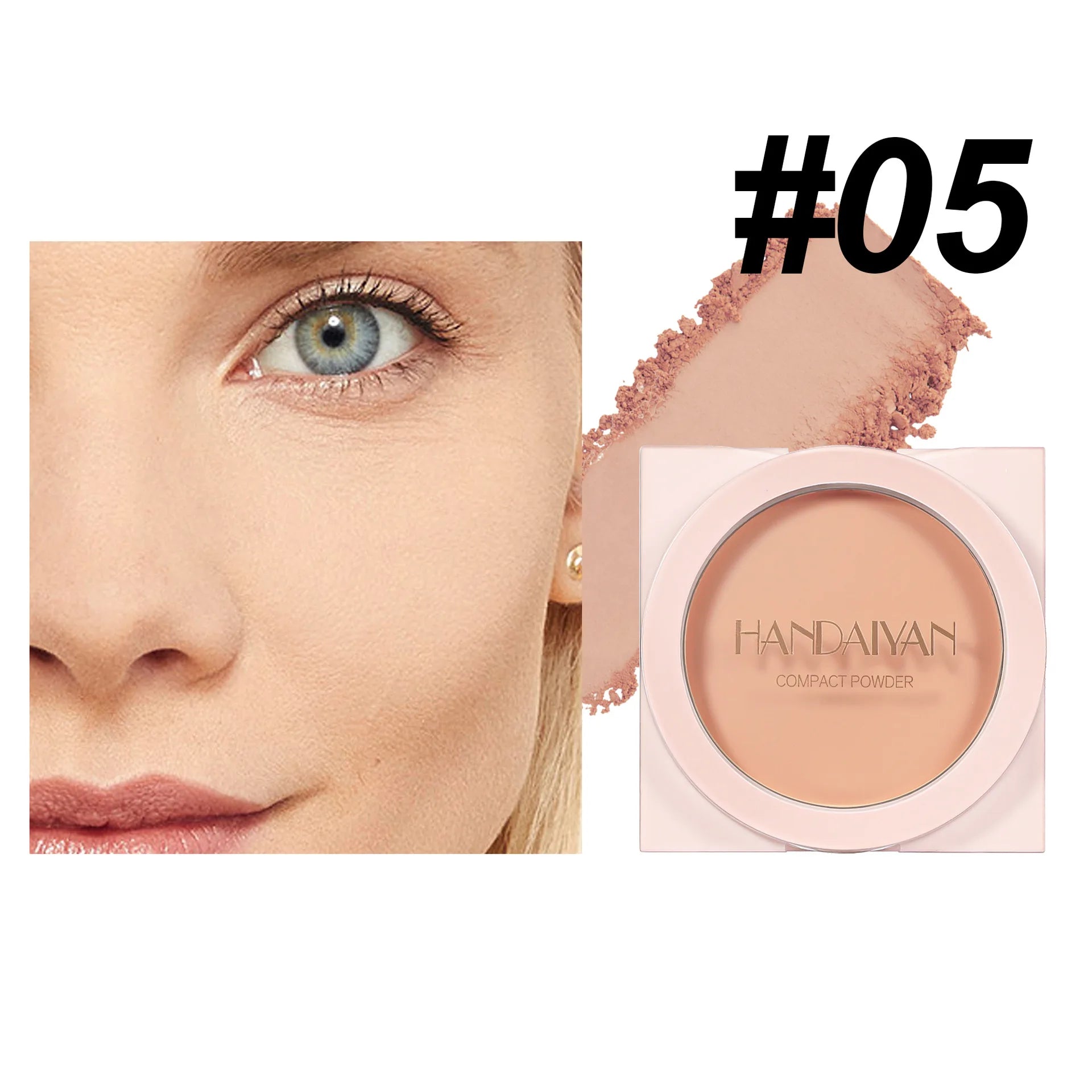 Wheat Powder Matte Finish Sweatproof Oil Control Dry Wet Dual-use Dark Skin Foundation Pressed Powder