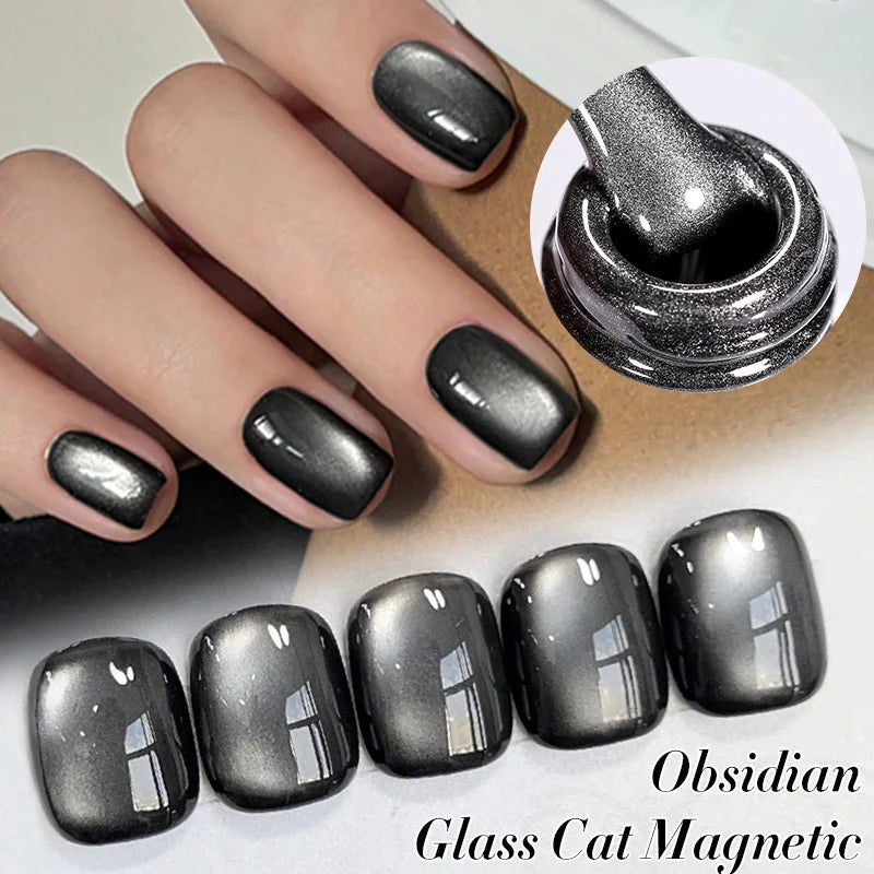 BORN PRETTY 10ml Black Glass Cat Magnetic Gel Nail Polish Silver Gold Glitter Semi Permanent Soak Off UV LED Gel Varnish