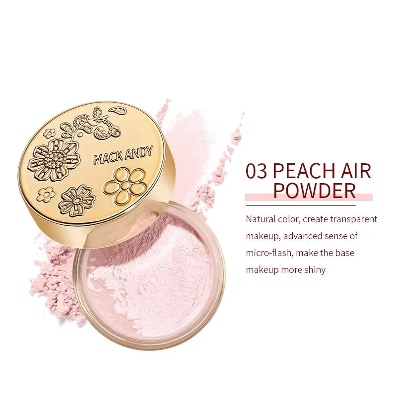 MACKANDY Soft Honey Loose Powder Waterproof Long-lasting Oil Control Shimmer Brighten Coverage Setting Powder Facial Makeup