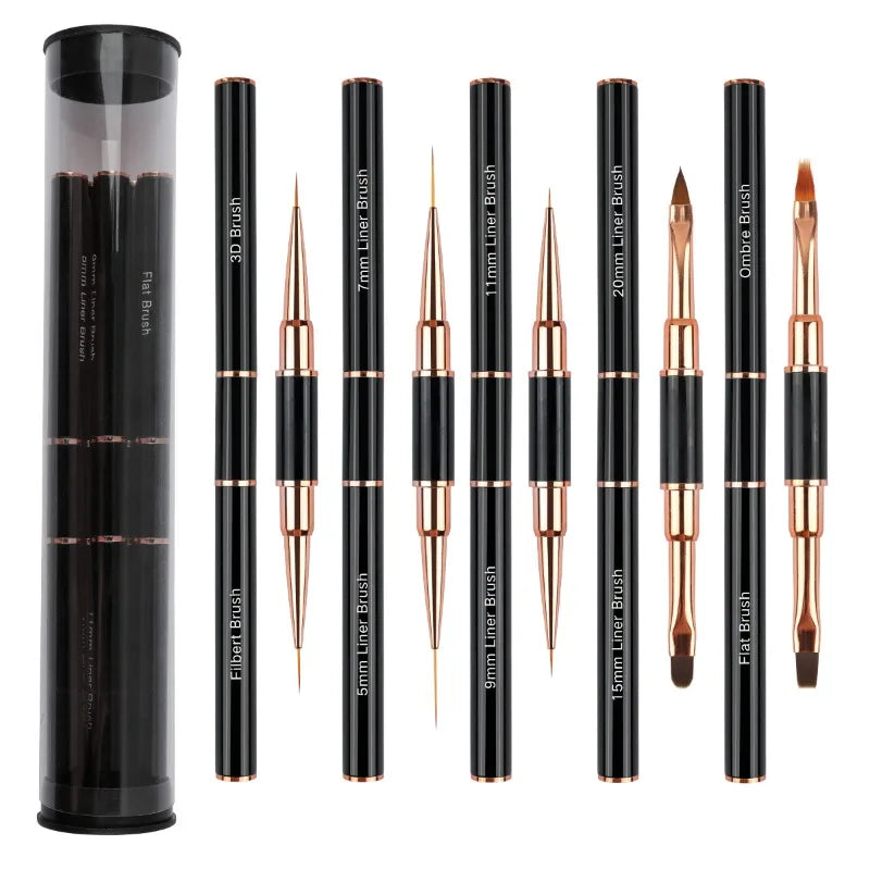 Nail Art Brush Set 5pcs Double-Ended Nail Art Brushes For Long Lines, Thin Liner Brush For Nails Detail Professional nail tools