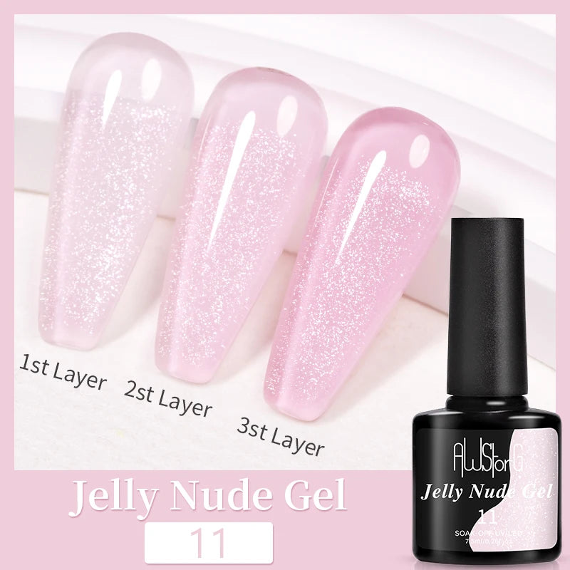 AWStorG Fiber Rubber Base Gel For Nails UV Gel Polish Semi Permanent Repair Fix Crack Nail Rubber Base Gel Strengthener 15ml