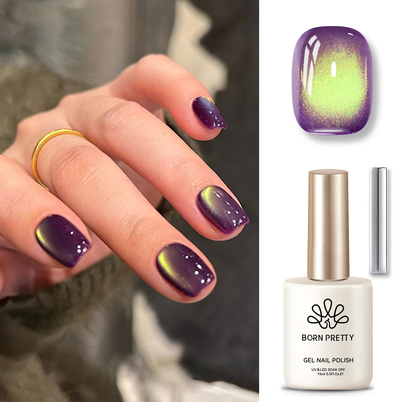 BORN PRETTY 10ml/15ml Guava Green Cat Magnetic Gel Shine Glitter Semi Permanent Soak Off UV Varnish Nail Supplies