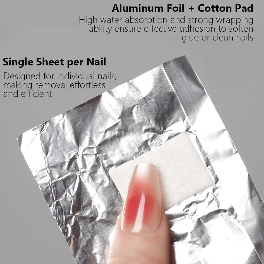 100Pcs Bag Aluminium Foil Nail Art Soak Off Polish Nail Removal Wraps Towel Gel Remover Manicure Tool