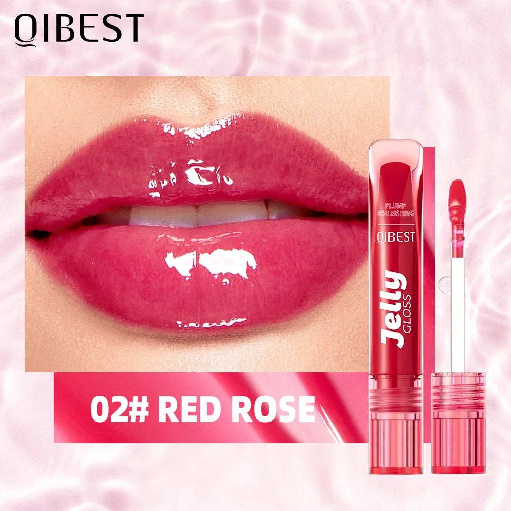 QIBEST Mirror Pearl Lip Gloss Long Lasting Moisturizing Lipstick Shine Glitter Lip Glaze Women Non Stick Cup Lip Tint Cosmetics