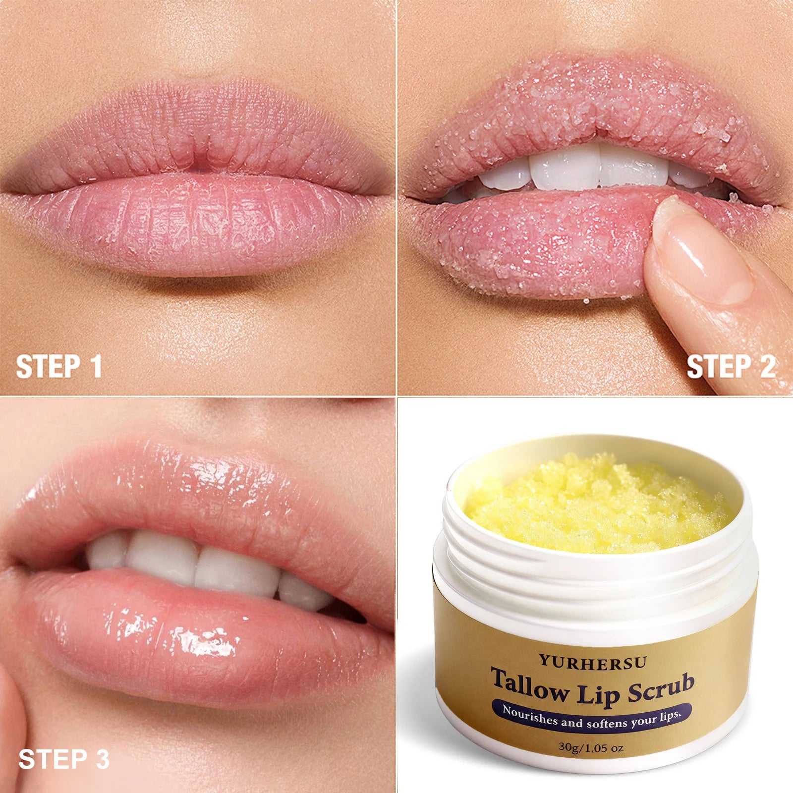 Grass Fed Natural Lip Scrub Beef Tallow Lip Mask, with Manuka Honey – Christmas Stocking Stuffers, Hydrating Moisture