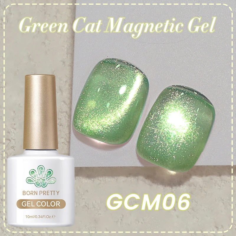 BORN PRETTY 10ml Black Glass Cat Magnetic Gel Nail Polish Silver Gold Glitter Semi Permanent Soak Off UV LED Gel Varnish