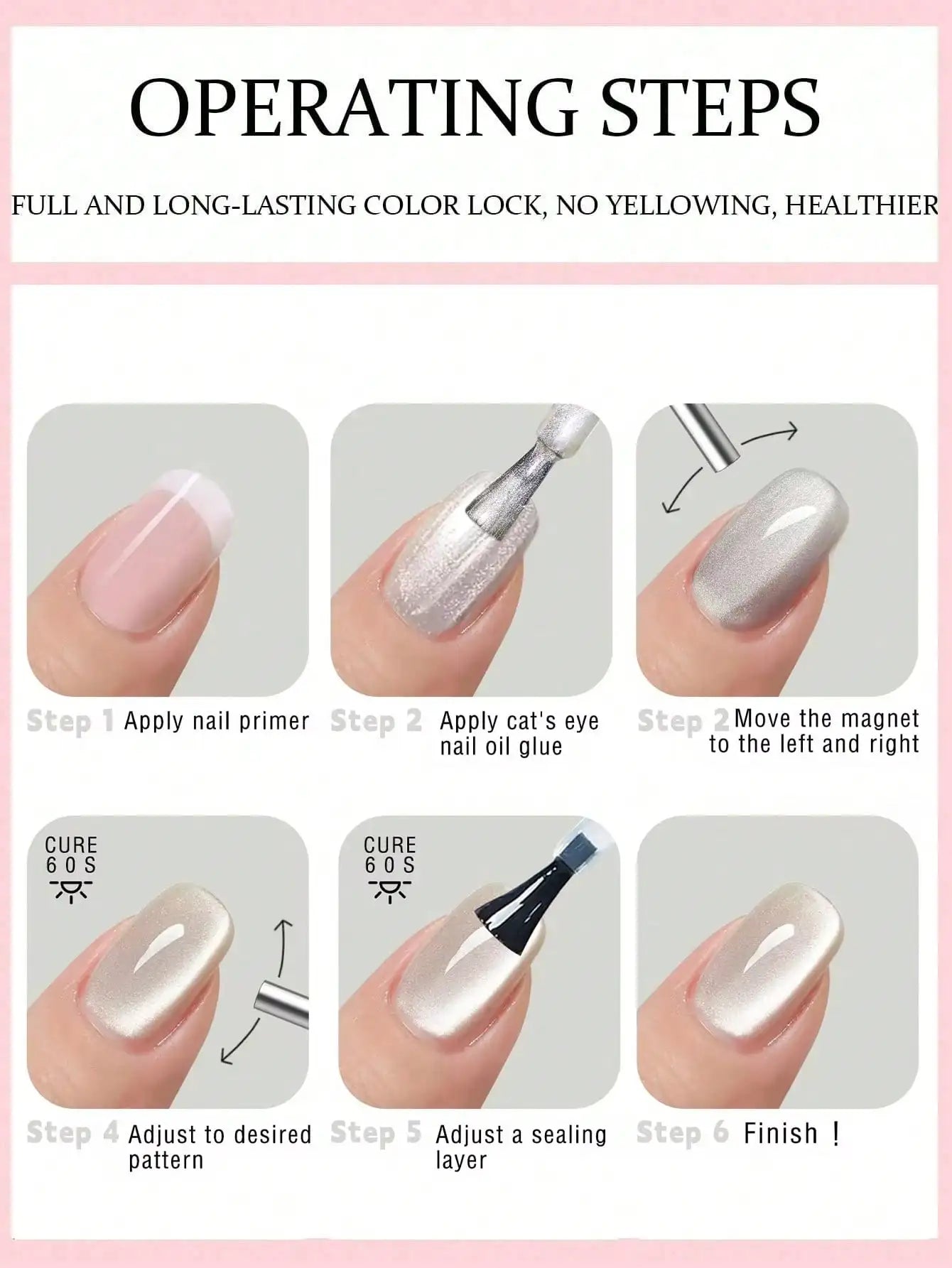 XEIJAYI 15ml Cat's Eye Gel Nail Polish Set, 5Colors Cat Eye And Black Nail Gel Quality DlY Nail