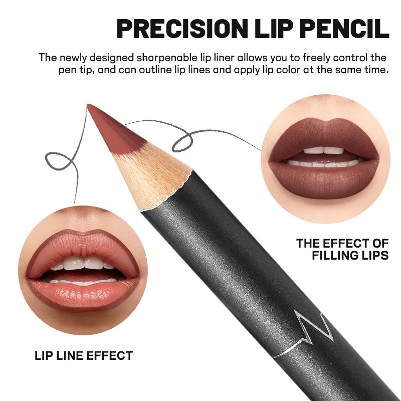 Waterproof Matte Lipliner Pencil Red Contour Tint Lipstick Long Lasting Non-stick Moisturizing Lips Makeup
