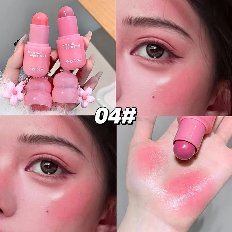 Gege bear powder blusher cream moisturizing natural powder blusher lipstick two in one cosmetics