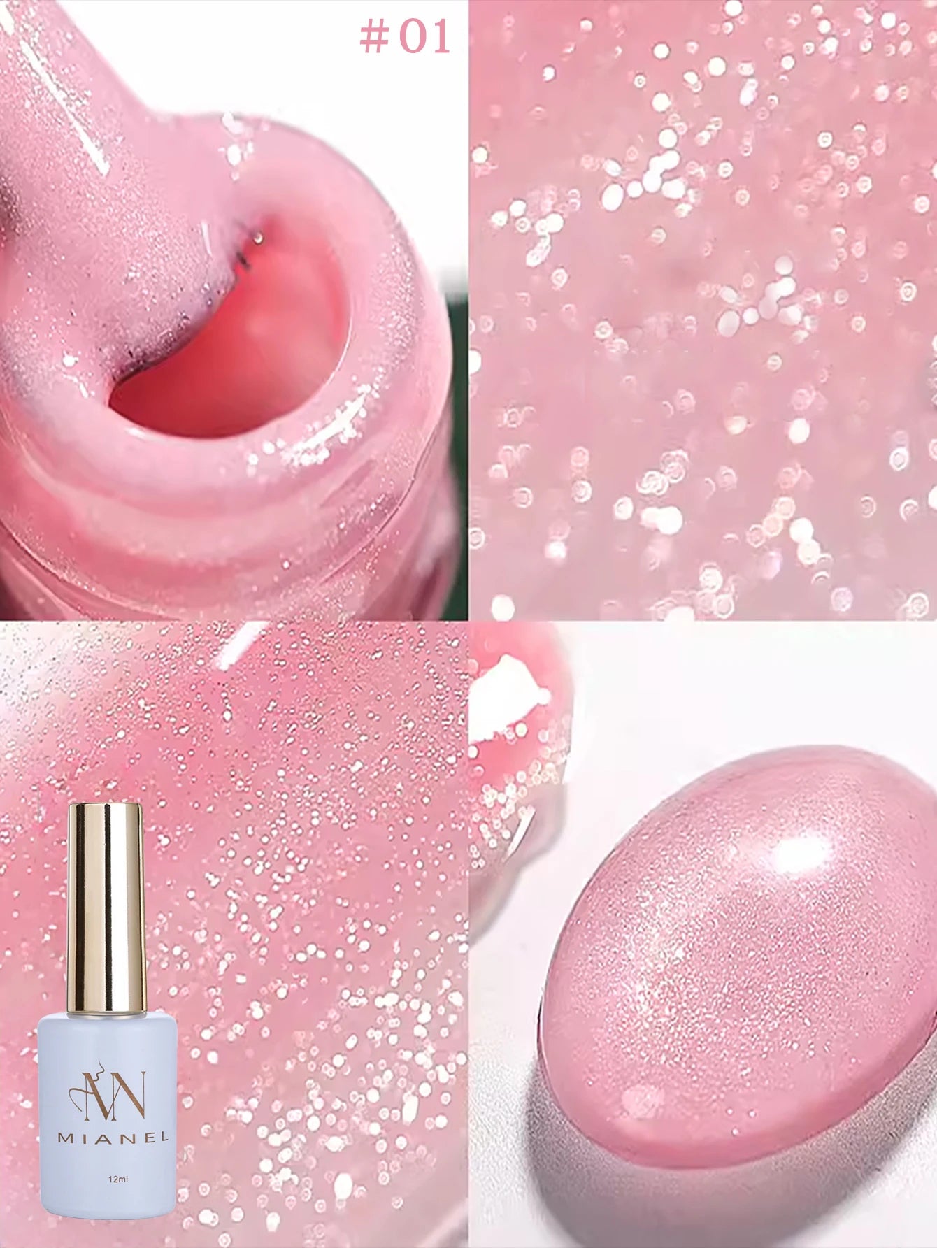 MIANEL1-12pcs 12ML Pink Blue White Green Series With Explosive Glitter Gel Nail Polish, Popular Yun Brocade Diamond Gel Polish