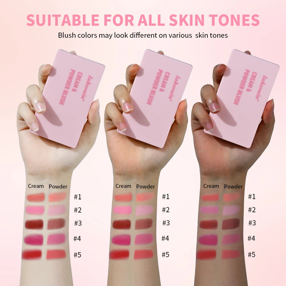 2in1 Cream & Powder Blush Matte Dewy Rosy Blush Makeup Pan Long-lasting Wearing High Pigment Natural Matte Blush Palette