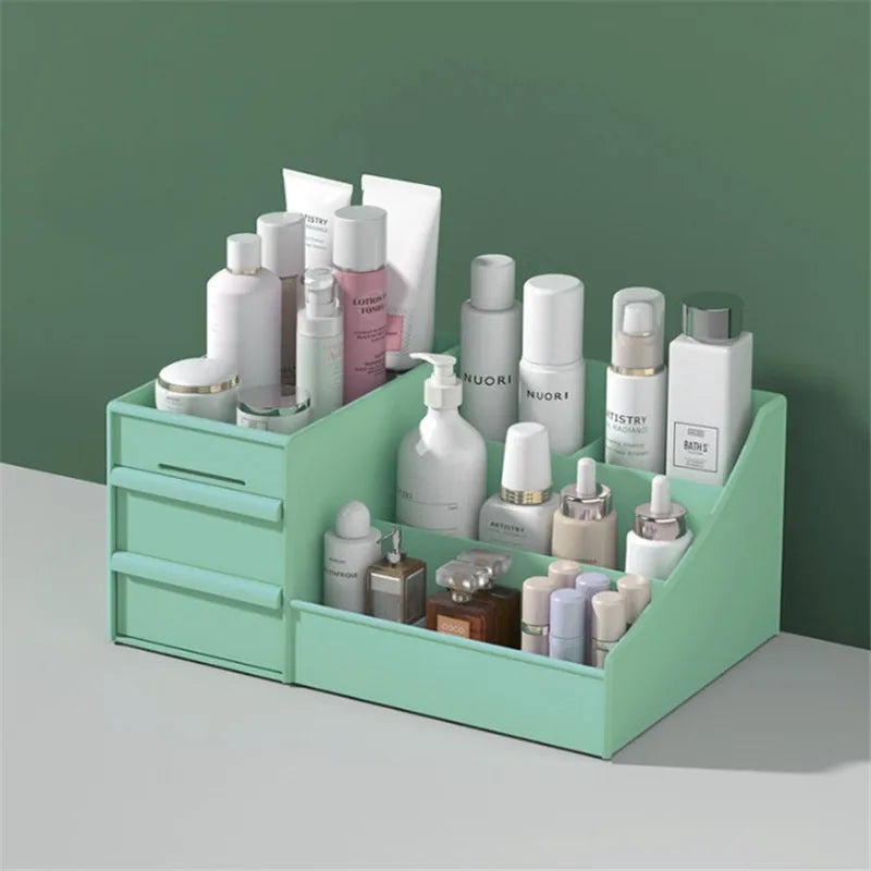 Dressing Table Organizer Makeup Storage Box Dormitory Finishing Plastic Shelf Cosmetics Skin Care Table Drawer Makeup Organizer