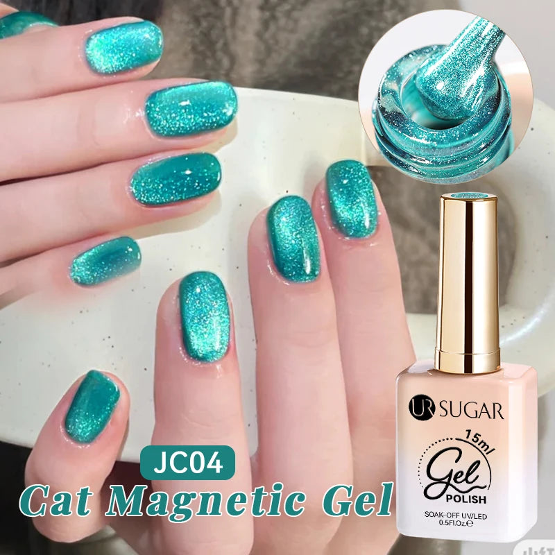 UR SUGAR 15ml Jelly Pink Cat Magnetic Gel Nail Polish Glitter ICE Soak Off Ceramic UV Gel Semi-permanent Nail Supplies Manicure