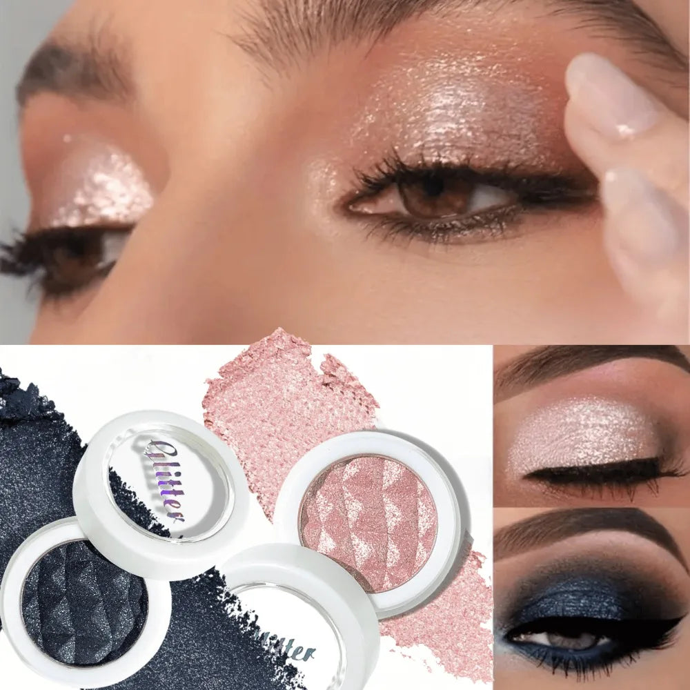 Glittery Single Color Eye Shadow 1PC Long-lasting Fine Powder Perfect for Creating Stunning Christmas Gift Makeup Looks