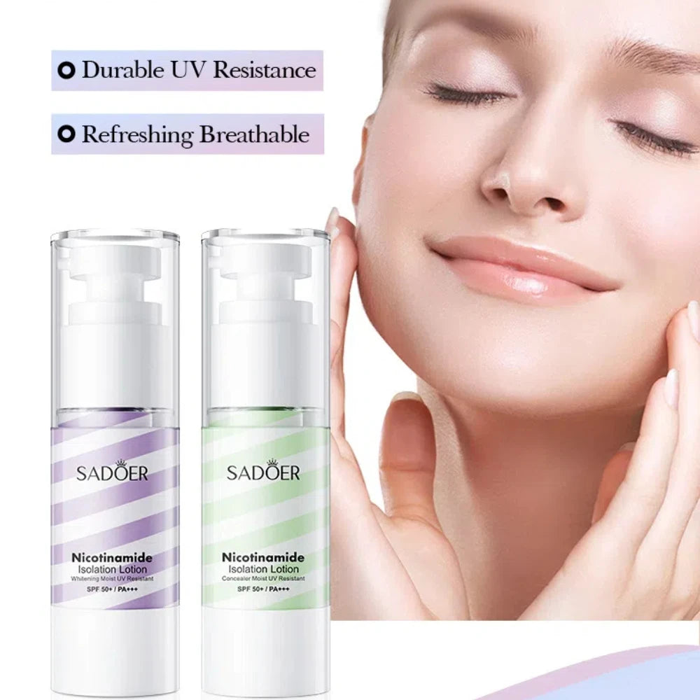 40g Face Makeup Primer Tri-color Cream Brighten Contour Color Isolation Waterproof Makeup Foundation Natural Makeup Base Cream