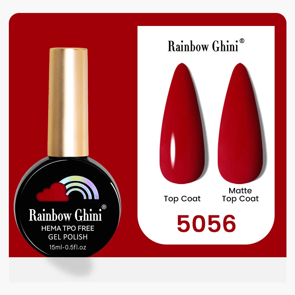 Rainbow Ghini 15ML 146 Colors Long-Lasting Colorful Gel Nail Polish Professional UV/LED Gel Polish Base Coat Matte Top Coat