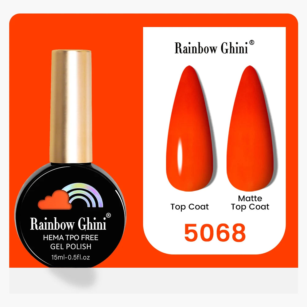 Rainbow Ghini 15ML 146 Colors Long-Lasting Colorful Gel Nail Polish Professional UV/LED Gel Polish Base Coat Matte Top Coat