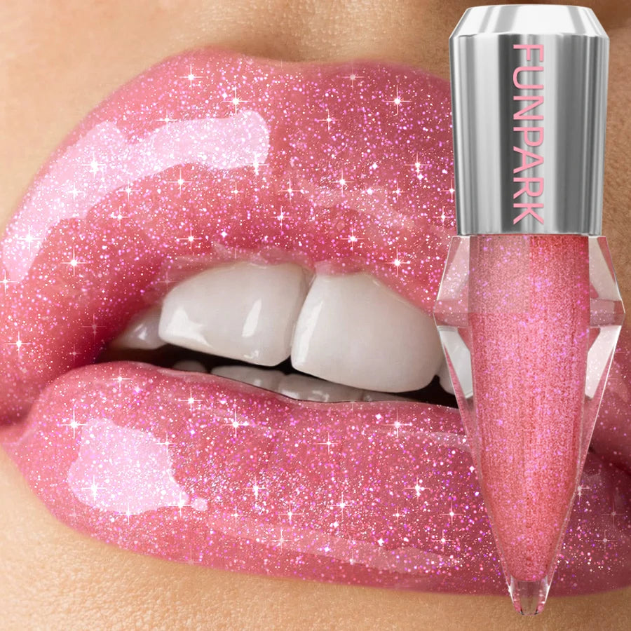 8 Color Glitter Shimmer Lip Gloss Moisturizing Lip Tinted Fuller Lip Effect Diamond Liquid Lipstick Makeup Sexy Lip Care Gifts