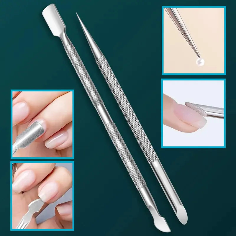 6pcs Stainless Steel Nail Polish Remover Tool Set,Gel Scraper Manicure Pedicure Kit,Suitable for Fingernails and nail scissors