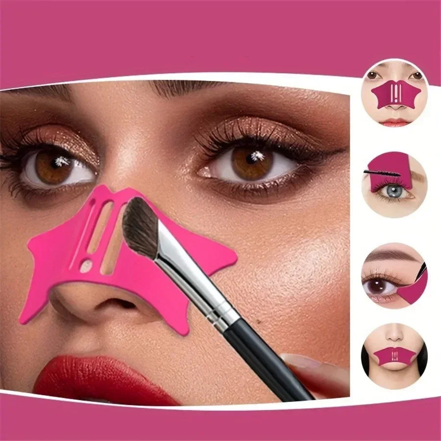 1pcs Nose Contour Eyeliner Stencils, 4 In 1 Silicone Multifunctional Eye Makeup Aids Tool For Nose Shadow Highlighter/Winged