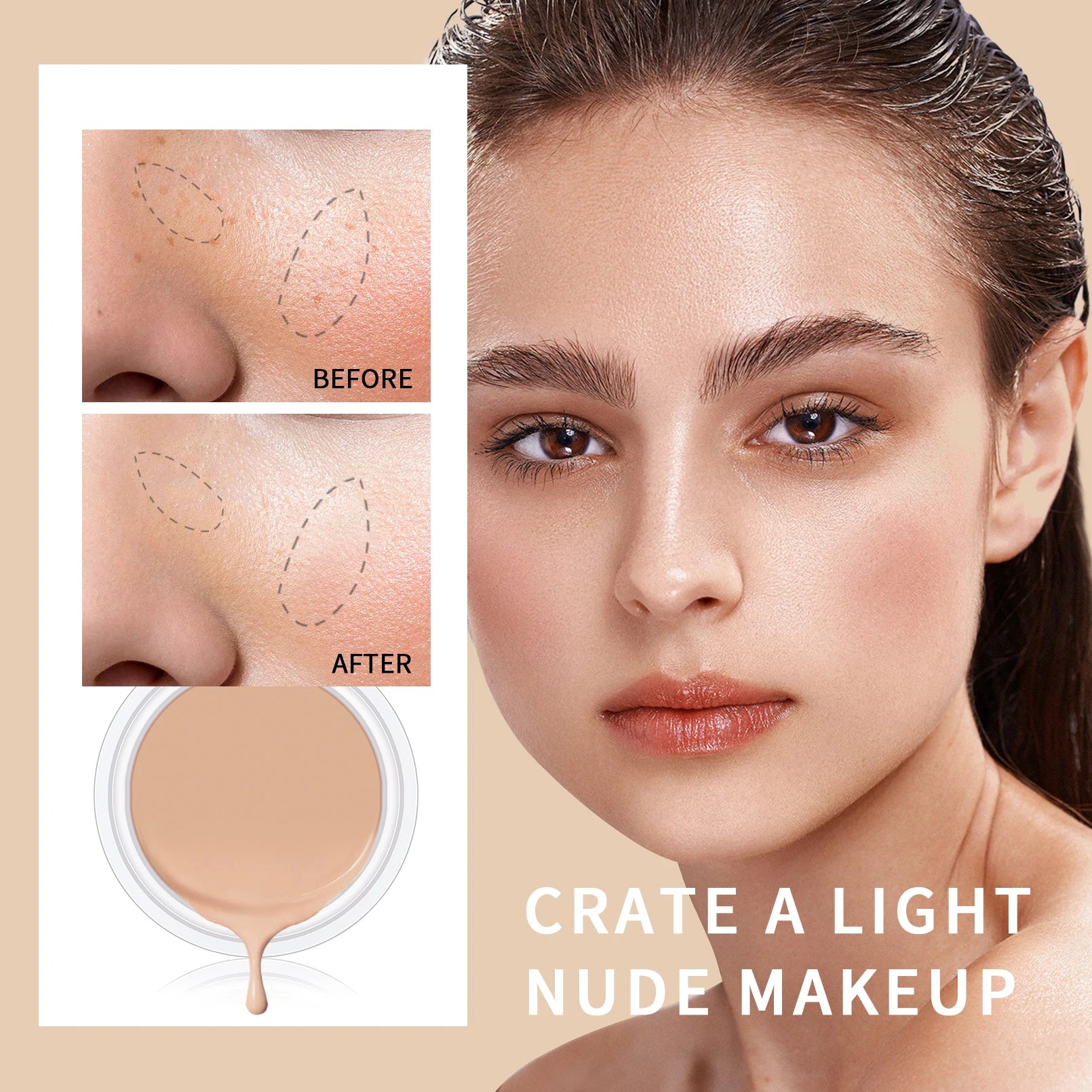 Full Coverage Concealer-waterproof,for Covers Skin Blemishes and Wrinkles and Tattoos,Regulates Skin Tone,Face Concealer Makeup