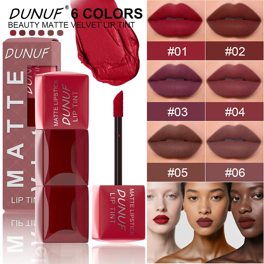 DUNUF 1pcs Liquid Matte Lipstick Velvet Matte Women'S Makeup Long-lasting Waterproof Non-stick Cup Non-fade Lip Gloss