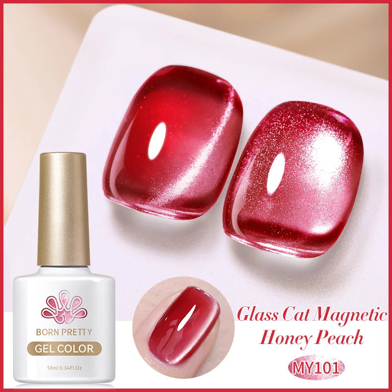 BORN PRETTY 10ml Black Glass Cat Magnetic Gel Nail Polish Silver Gold Glitter Semi Permanent Soak Off UV LED Gel Varnish