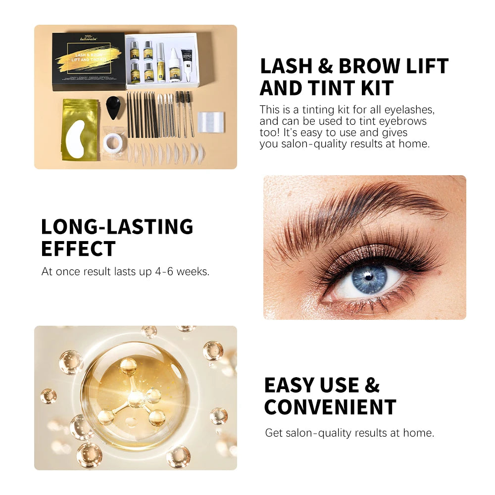 Lakerain Lash & Brow Lifted And Tint Kit Lash Brow Lift Perm Fixation Setting Curled Lashes Long-lasting Set Female Makeup