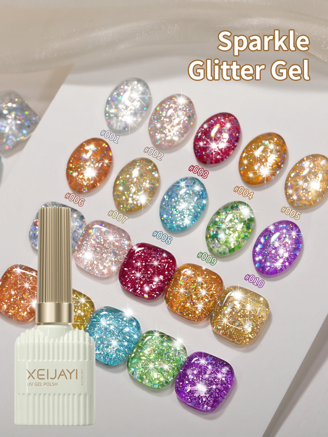 1/ 10pcs 15ML Glitter Silver Color Nail Gel Polish Semi-permanent Varnish Soak Off Nail Art UV LED Gel Manicure For Summer