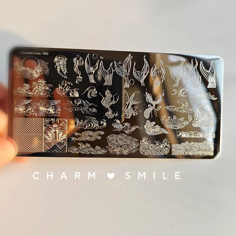 Cartoon Characters Stamping Plates French Line Geometry Flowers Leaves Animals Image Stainless Steel Nail Art Template Stencil