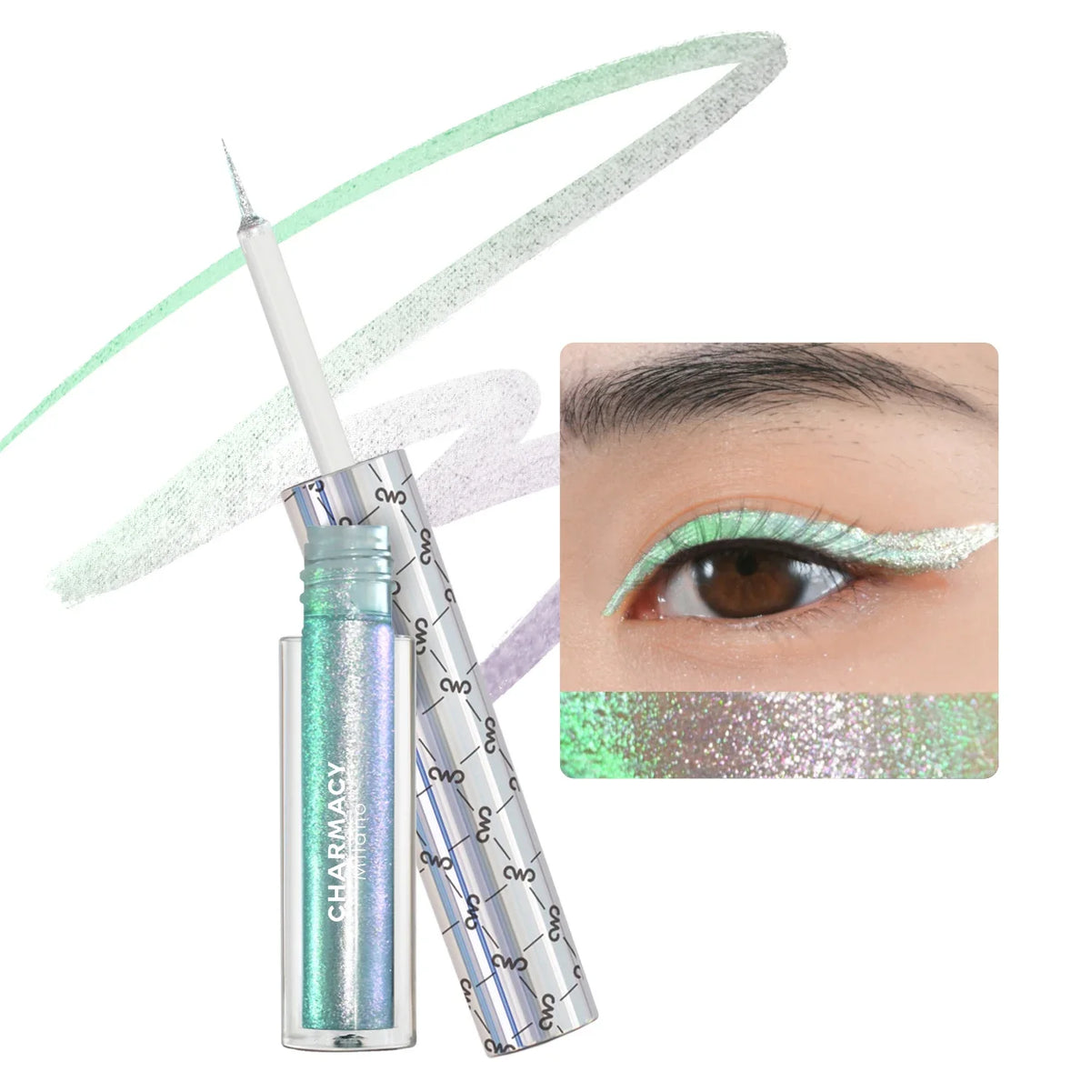 CHARMACY New Color Duochrome Glitter Liquid Eyeliner Waterproof Long-lasting Ultra-Fine Tip Smudge-proof Eye Liner Makeup