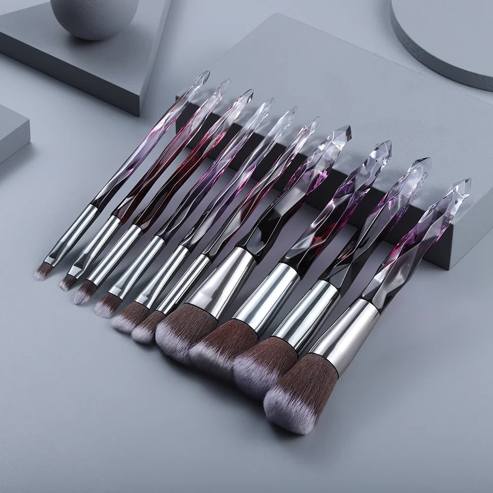 5-10 purple makeup brush quality synthetic foundation, loose powder contouring concealer eyeshadow, professional makeup tool