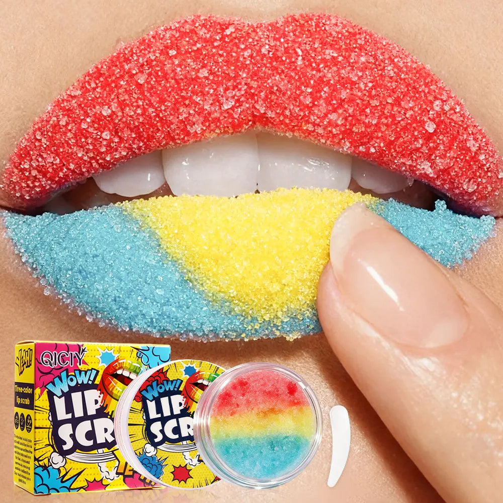 Qiciy Lip Scrub Natural Ingredients Sweet Lip Care Moisturizing Hydrating Gently Exfoliates Anti-Cracking Improves Lip Lines Lip Makeup Base