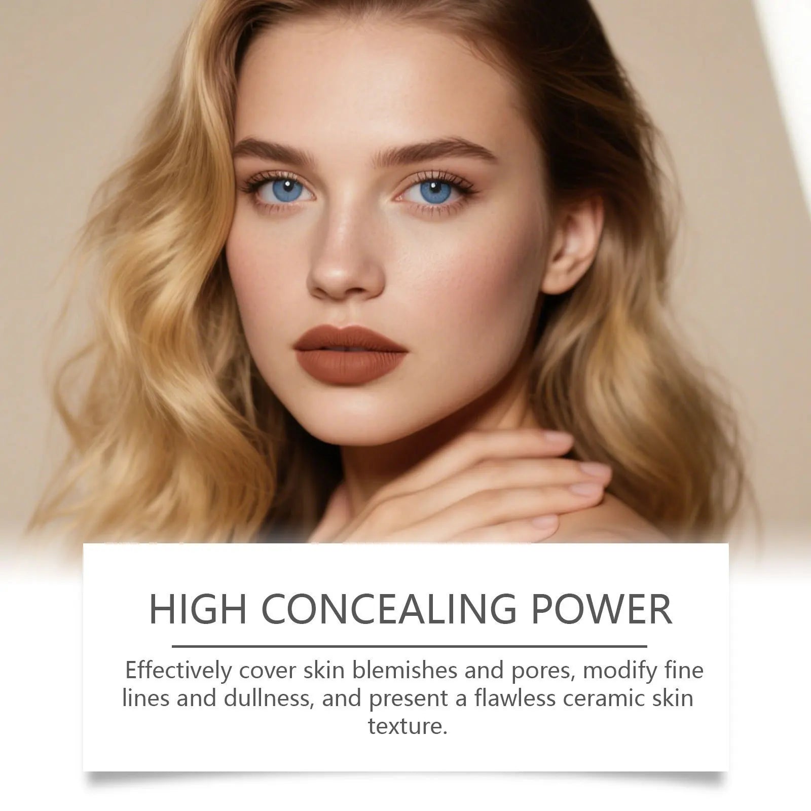 2-in-1 Color-Changing Foundation Stick - With Brush & Cream, Lightweight & Waterproof, Blends Seamlessly & Natural Finish