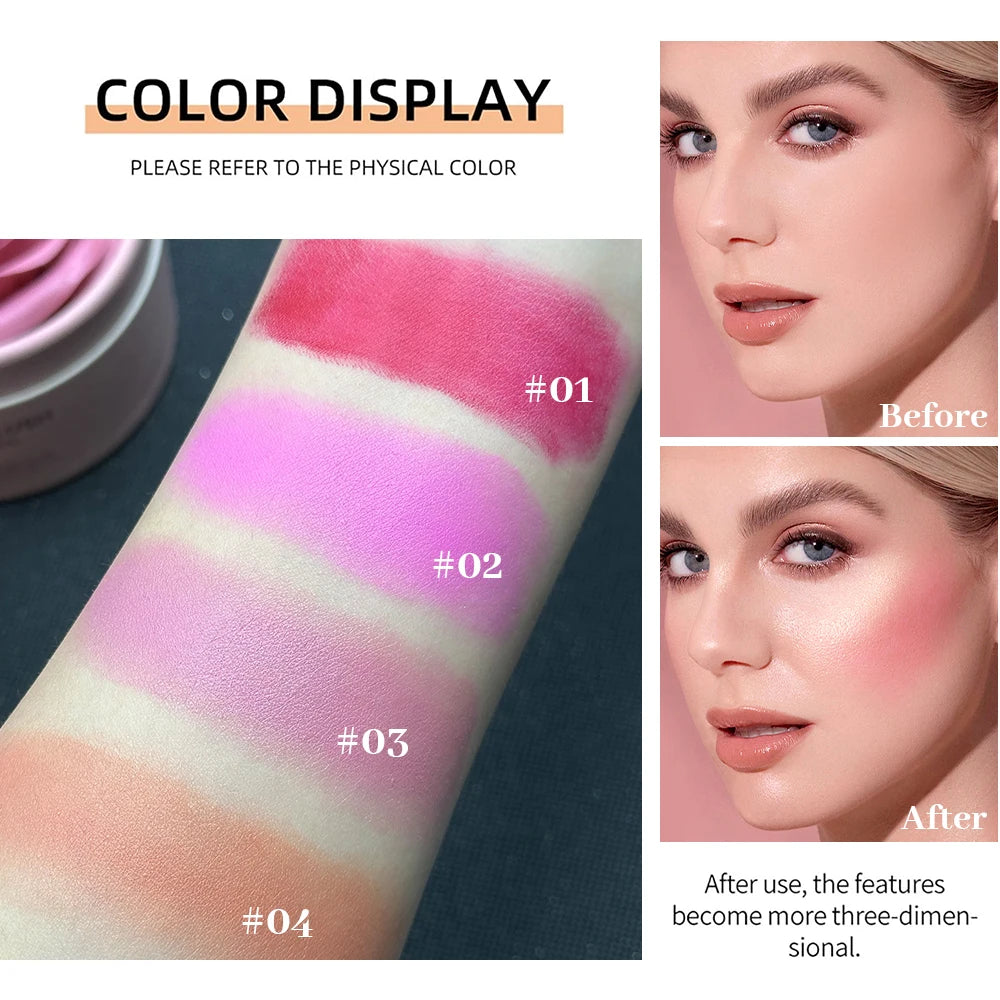 3D Petal Rose Makeup Blush 4 colors Gift Highlighter Rare Beauty Blush Rubor Forma Rosa Real Rose Flower Blush Shimmer Makeup