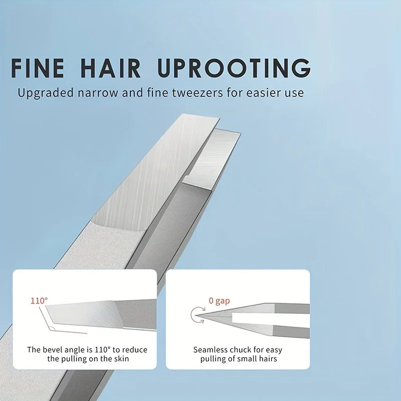 1/4PCSProfessional Stainless Steel Eyebrow Tweezers - Precise Facial and Inner Hair Removal - Alcohol-Free