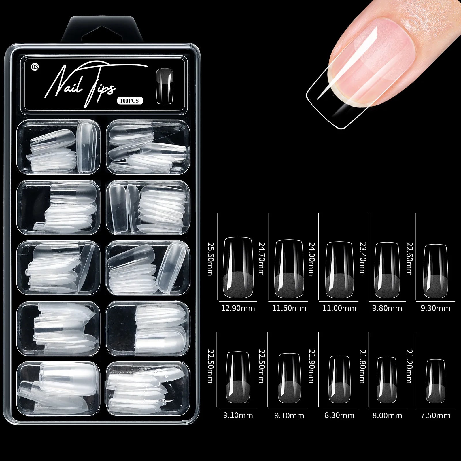 100/600Pcs Short Almond Nail Tips Soft Gel Nail Tips Full Cover False Nail Tips For Acrylic Nails Salon Home Press On Nails