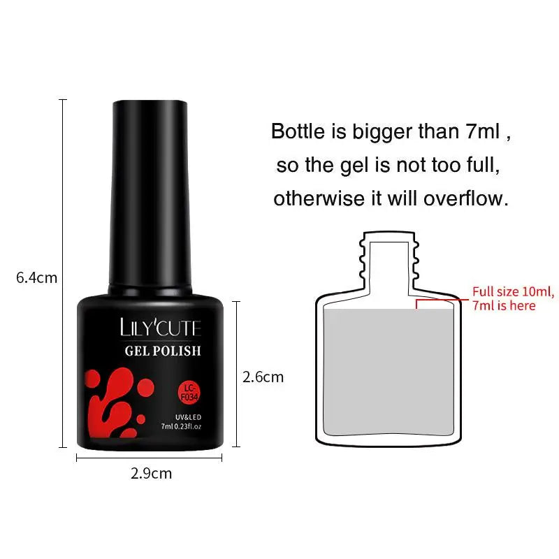 LILYCUTE 7ml 6Pcs/Set Glitter Gel Nail Polish Vernis Semi Permanent Glitter Polish DIY Nail Art Soak Off LED UV Gel