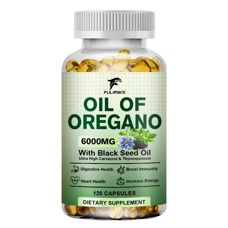 Oil of Oregano Softgels – Organic Oregano Oil Capsules with Black Seed Oil, Immune & Digestive Support, Antioxidant Support