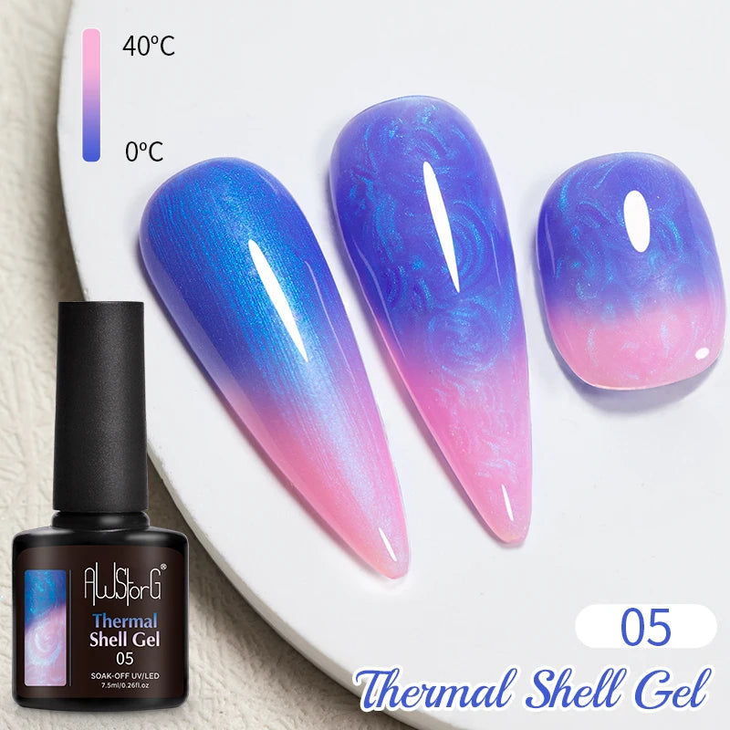 AWStorG 7.5ML Golden Gradient Cat Eye Magnetic Gel Sparkling Glitter Nail Polish Semi Permanent UV Nail Art No Need Base Color