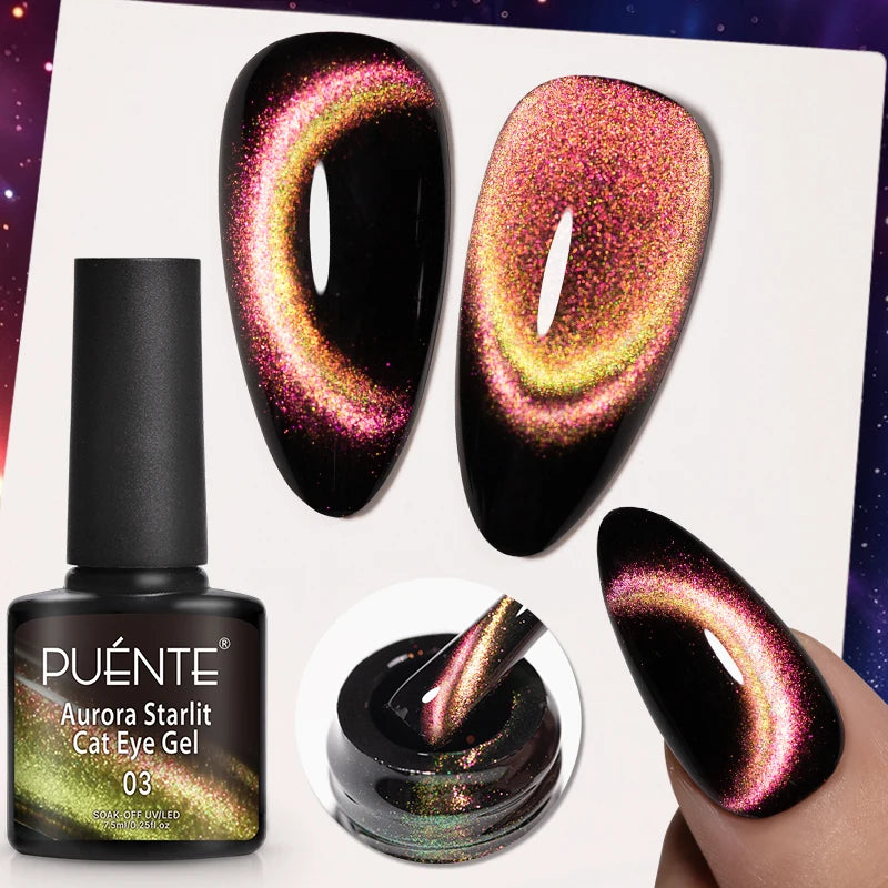 PUENTE 7.5ML Red Flame Reflective Gel Nail Polish Flash Sparkling Red Glitter Nail Gel Soak Off UV Semi-permanent Nail Varnish