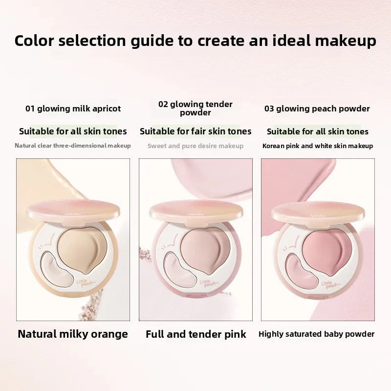 LITTLE ONDINE Peach Highlighter Cream Makeup Bronzers Powder Texture Duo Color Matte Face Brightener Palette