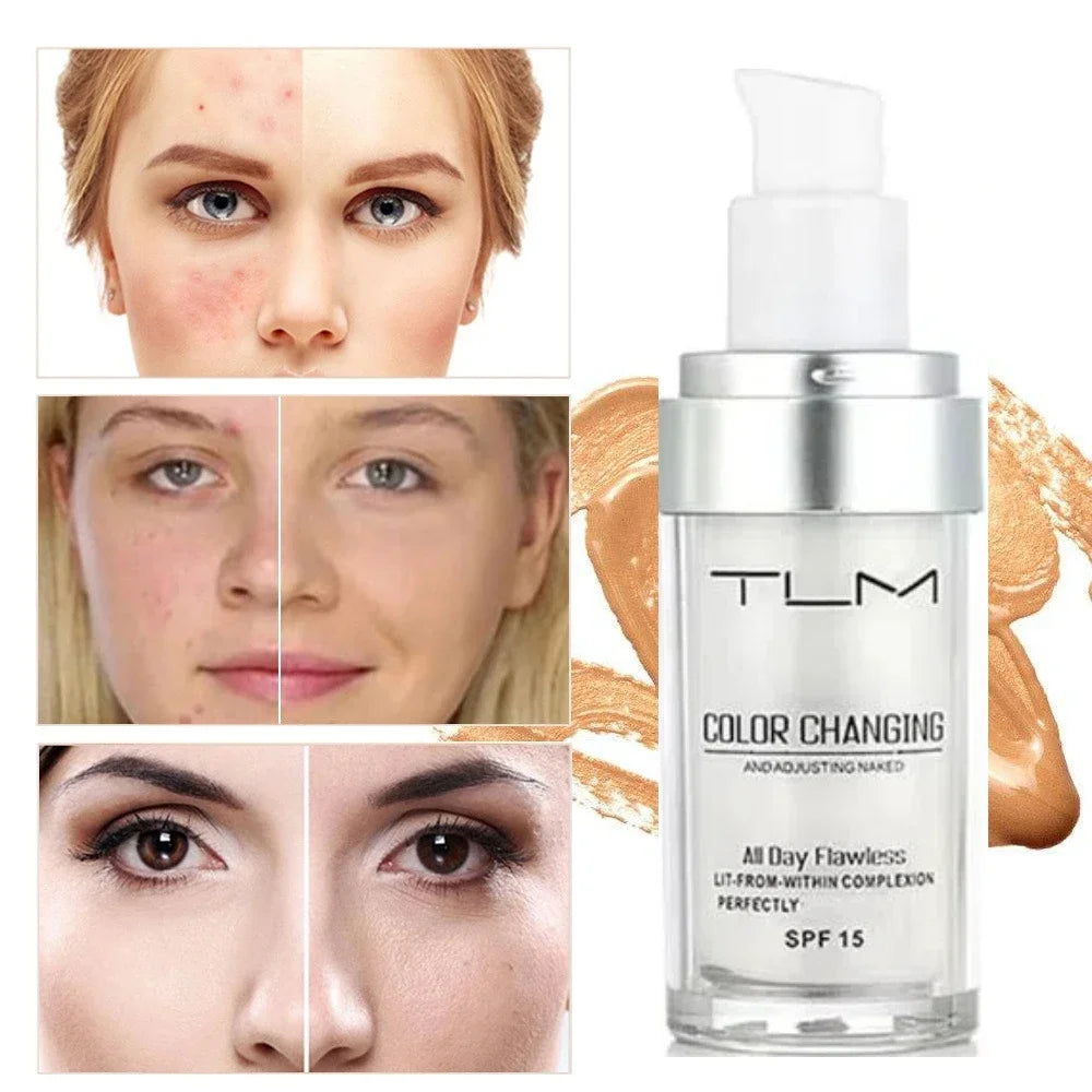 30ml TLM Liquid Foundation | Color-Changing Nude Base, Full Coverage, Matte, Long-Lasting Makeup