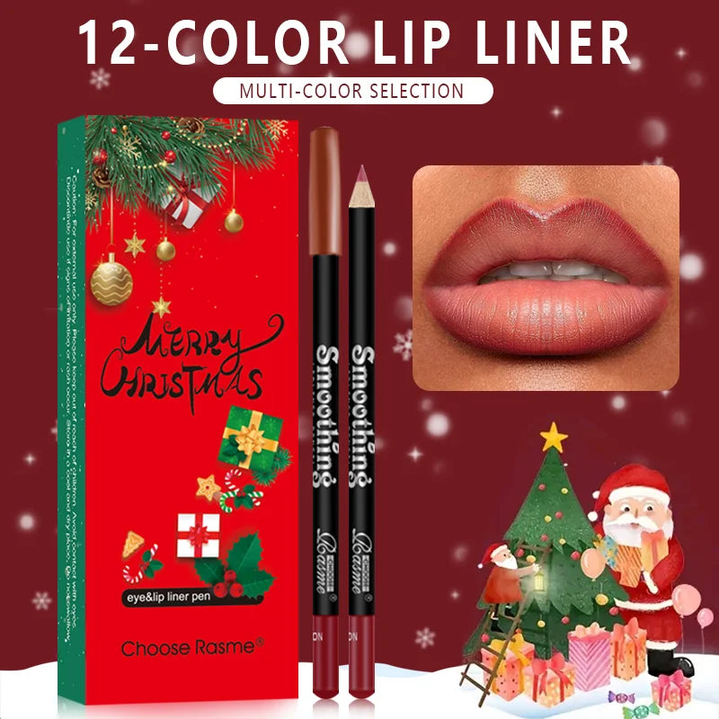 Christmas Waterproof Matte Lipliner Pencil Red Contour Tint Lipstick Long Lasting Non-stick Cup Moisturising Lips Makeup