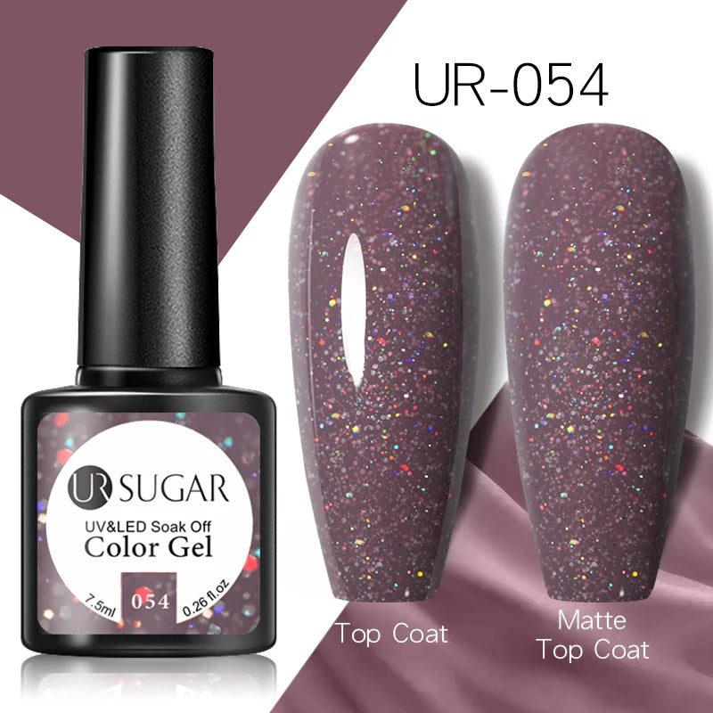 UR SUGAR 7.5ml Rose Glitter Solid Color Gel Nail Polish Jelly Nude Pink Semi Permanent DIY Nail Art UV LED Soak Off Gel