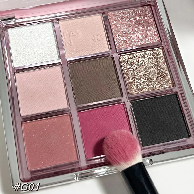 9 Colors Eyeshadow Palette Sweet Cool Girls Punk Smokey Black Grey Eye Shadow All-in-One Palette Matte Eye Contouring Eye Makeup