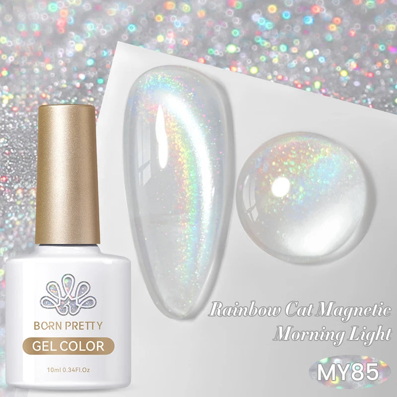 BORN PRETTY 10ml Black Glass Cat Magnetic Gel Nail Polish Silver Gold Glitter Semi Permanent Soak Off UV LED Gel Varnish