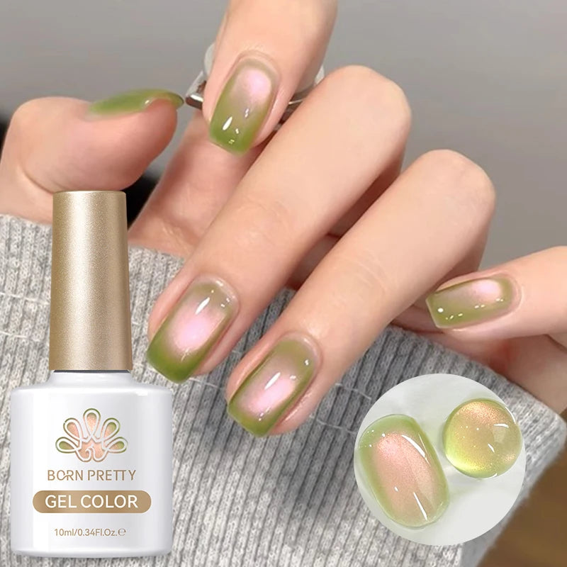 BORN PRETTY 10ml/15ml Guava Green Cat Magnetic Gel Shine Glitter Semi Permanent Soak Off UV Varnish Nail Supplies